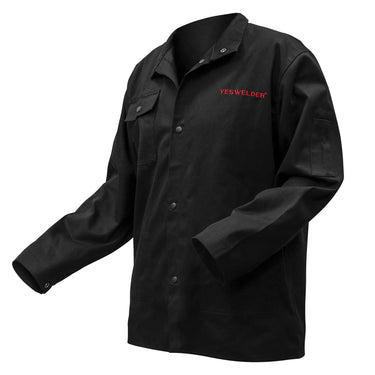 YESWELDER Flame Resistant (FR) Cotton Welding Jacket, NFPA2112 9oz. Light Weight Fire Retardant Welding Jacket, Weld Clothes for Men Women, Black ZRF01(XL)